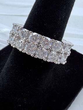 10.2ct Moissanite Double Row Eternity Band Ring Size 7 GRA Certified Stunning Br